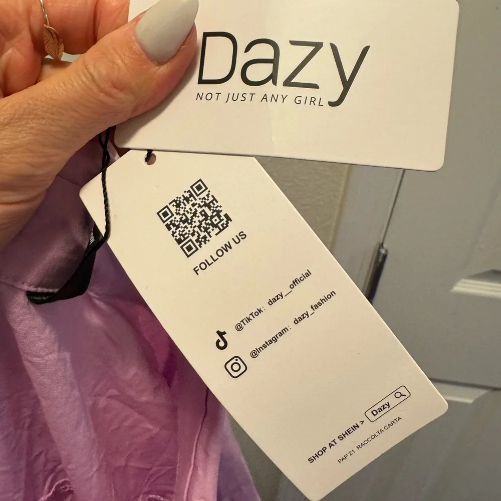 2 FOR $25 Dazy Oversized Cotton Lavender Shirt Dress 100% Cotton Size M NEW - Picture 5 of 9